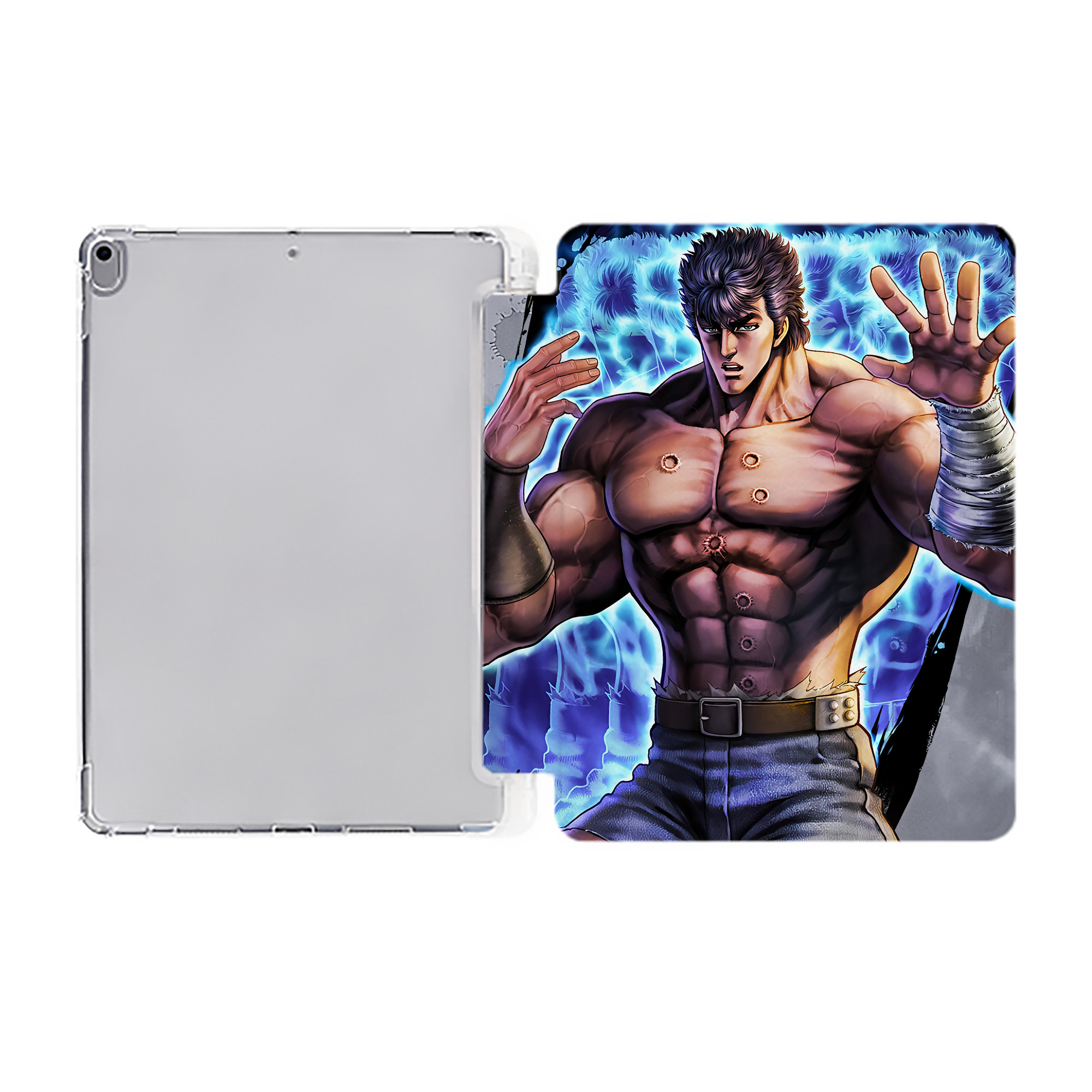 （画像用） 北斗の拳 Fist of the North Star IPad ケース ペン収納付き 三つ折りスタンド PUレザー×シリコン 対応機種9.5/10.5/10.9インチ